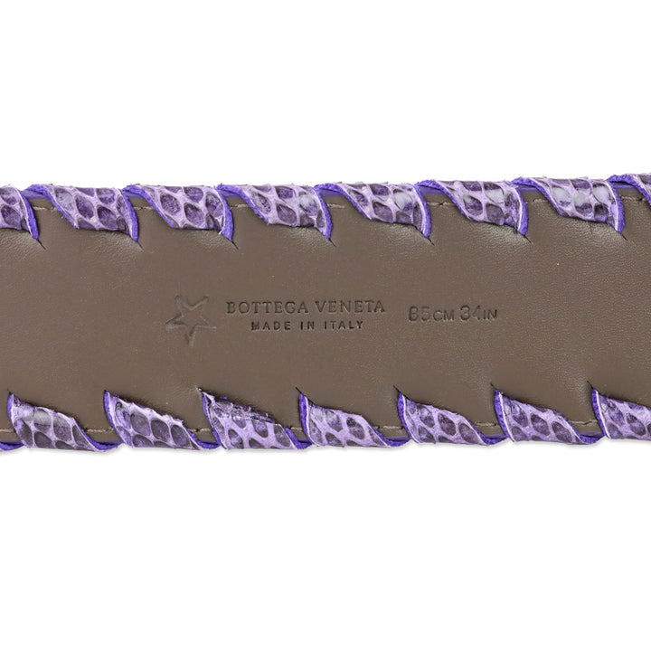 Bottega Veneta Purple Intrecciato Weave Leather Belt