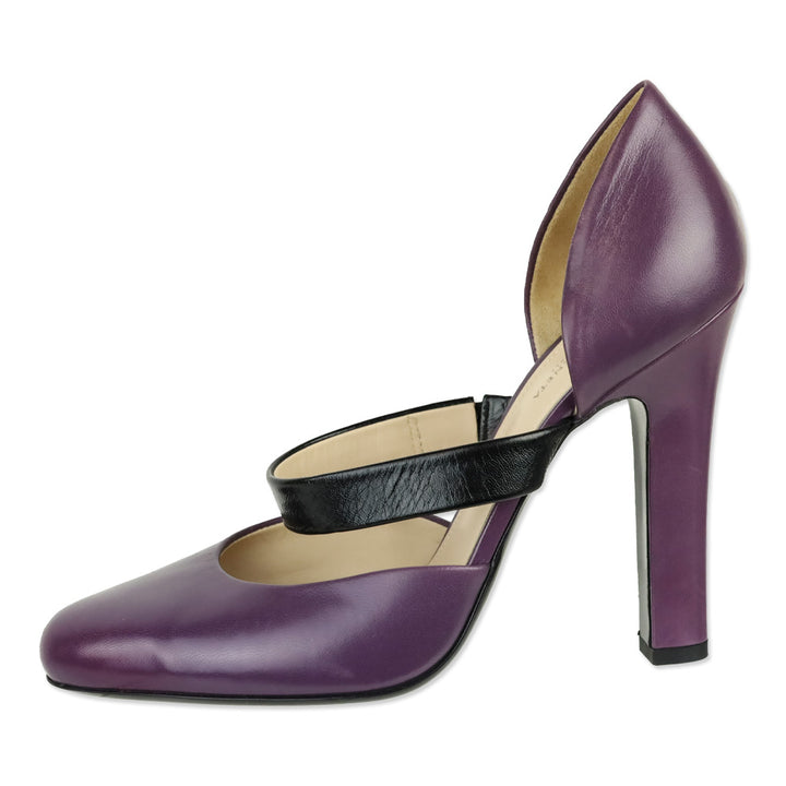 Bottega Veneta Purple Leather Mary Jane D'Orsay Pumps