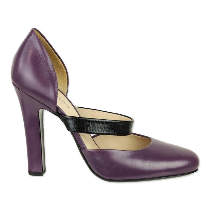 Bottega Veneta Purple Leather Mary Jane D'Orsay Pumps