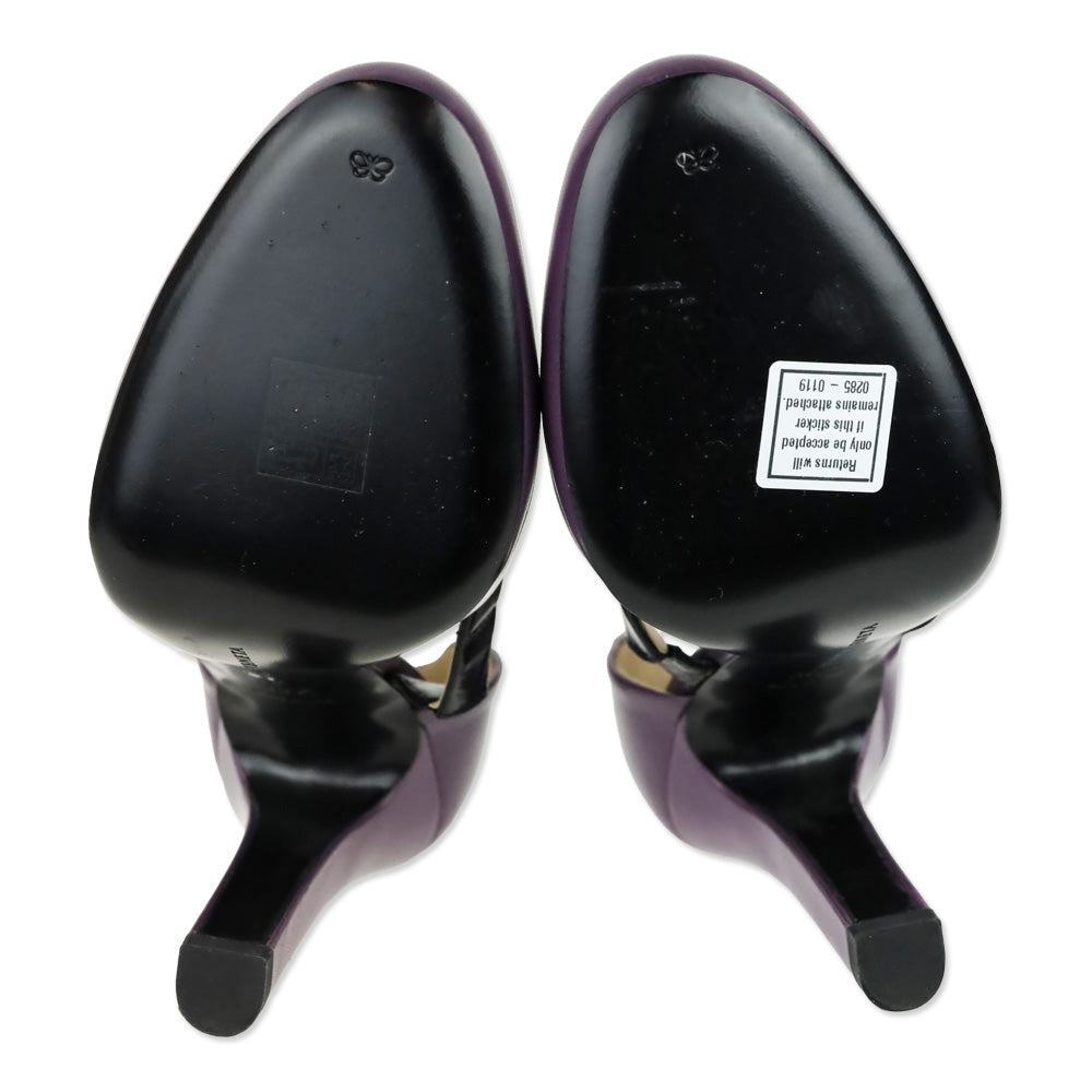 Bottega Veneta Purple Leather Mary Jane D'Orsay Pumps