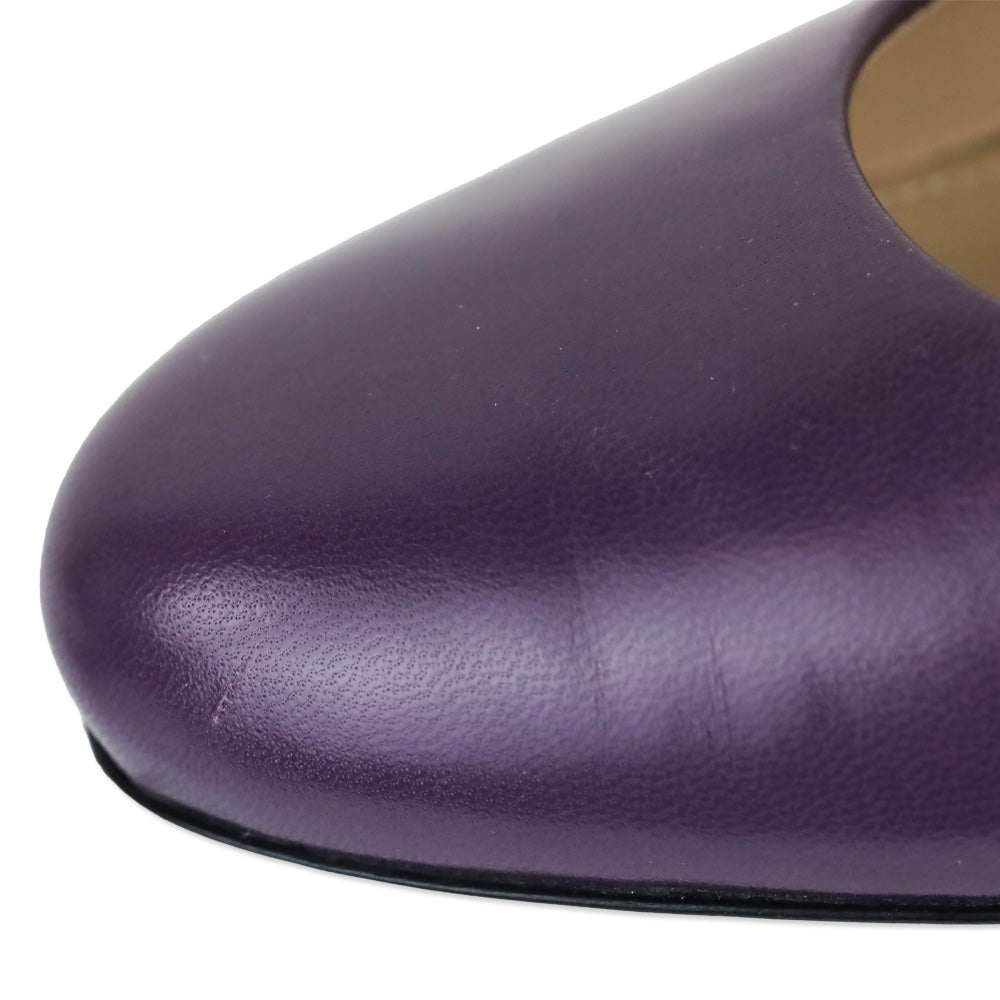 Bottega Veneta Purple Leather Mary Jane D'Orsay Pumps