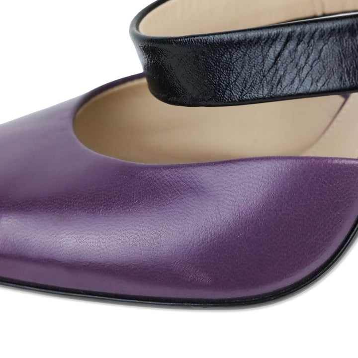Bottega Veneta Purple Leather Mary Jane D'Orsay Pumps