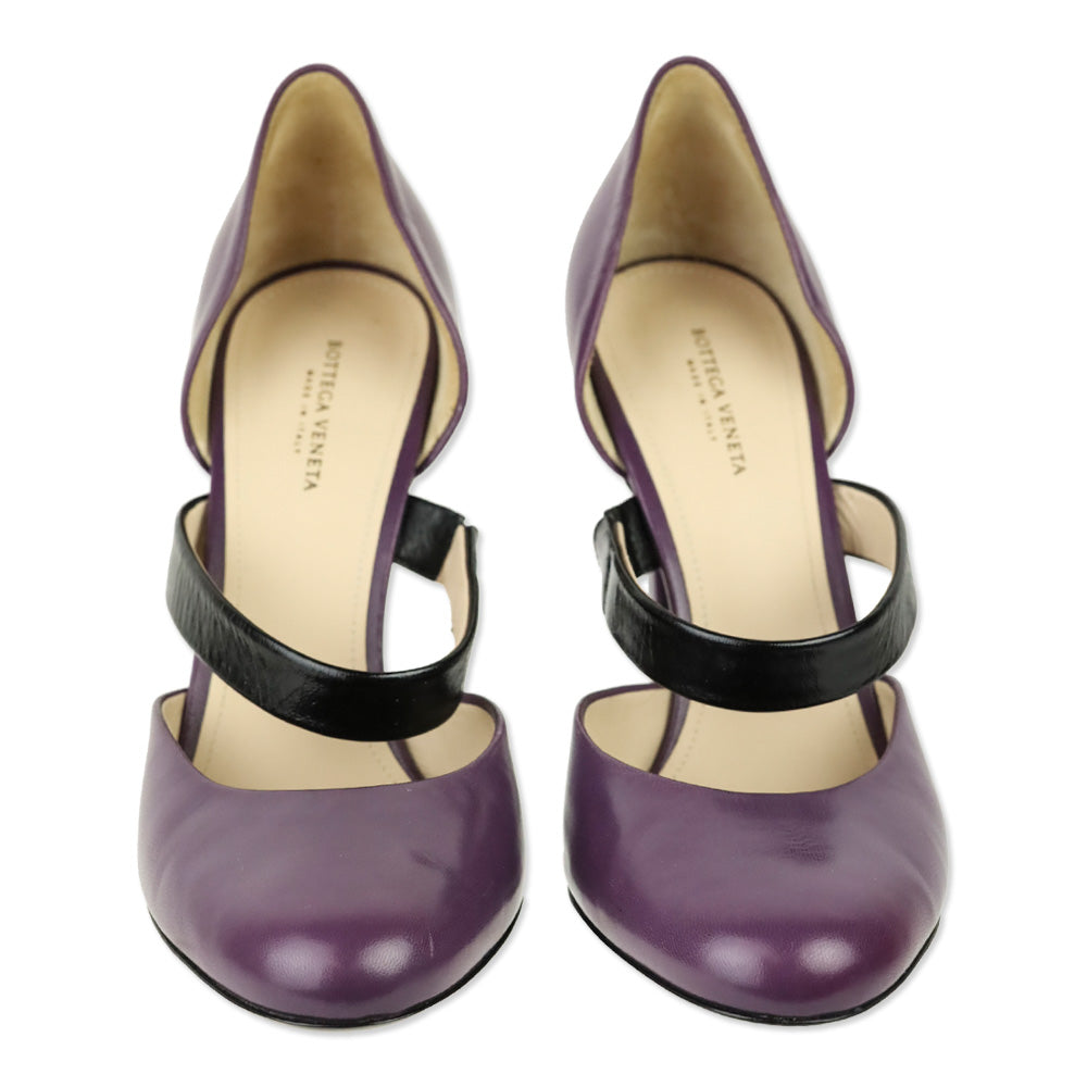 Bottega Veneta Purple Leather Mary Jane D'Orsay Pumps