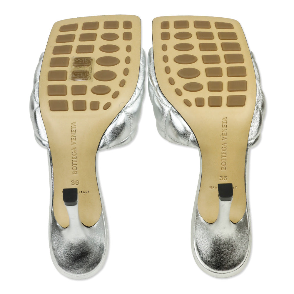 Bottega Veneta Silver Reflection Maltese Padded Sandal