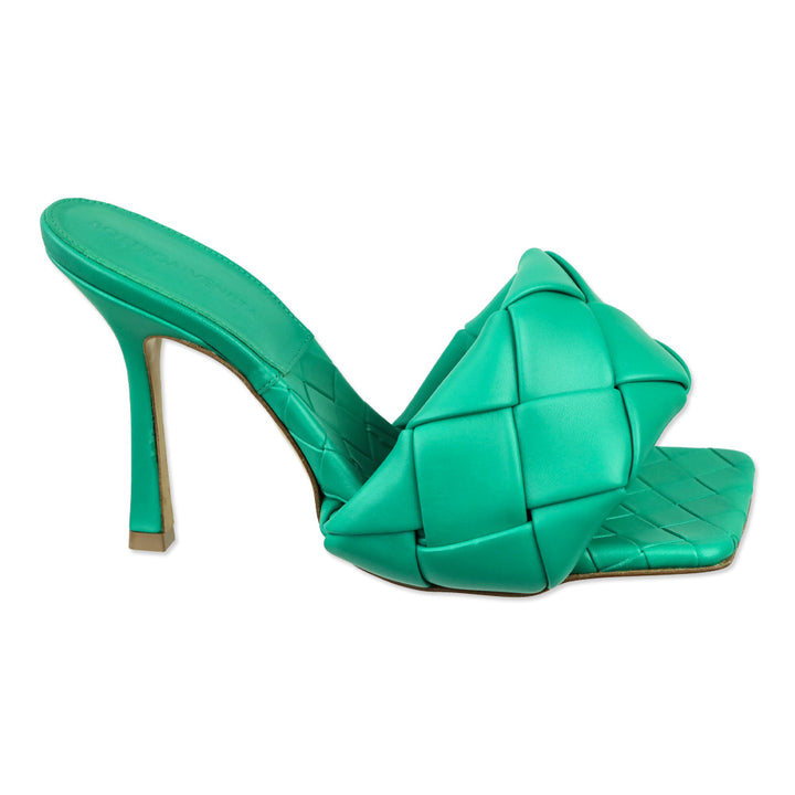 Bottega Veneta Turquoise Lido Maxi Intrecciato Leather Mule Sandal
