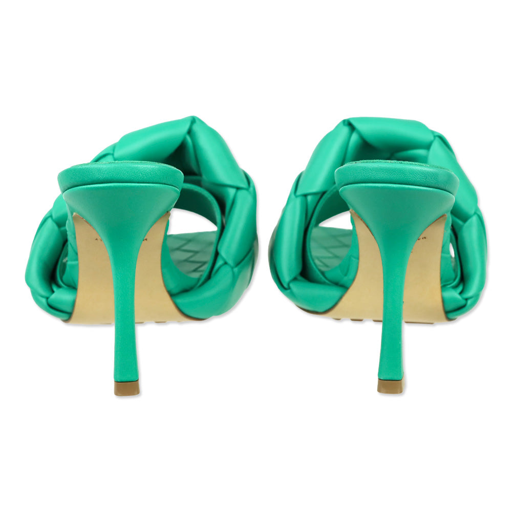 Bottega Veneta Turquoise Lido Maxi Intrecciato Leather Mule Sandal