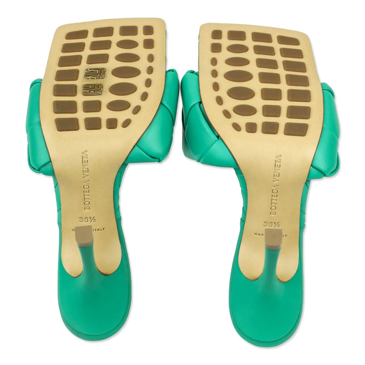 Bottega Veneta Turquoise Lido Maxi Intrecciato Leather Mule Sandal