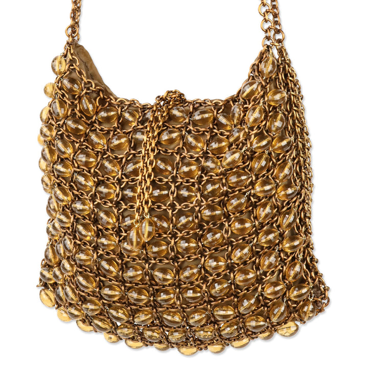 Bottega Veneta Vintage Copper Chain Mail Bead Shoulder Bag