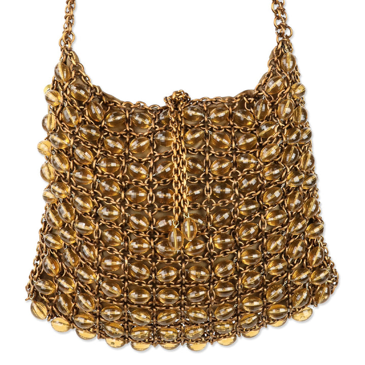 Bottega Veneta Vintage Copper Chain Mail Bead Shoulder Bag