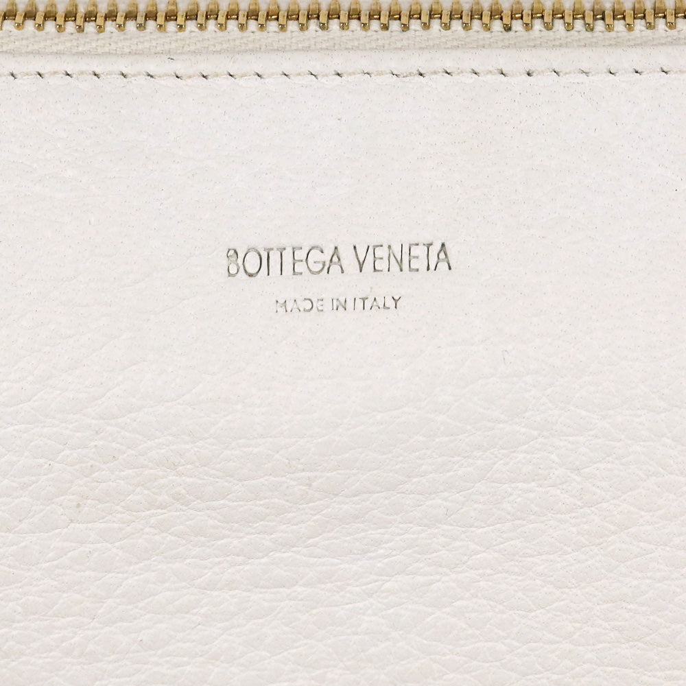 Bottega Veneta White Leather Zip Pouch