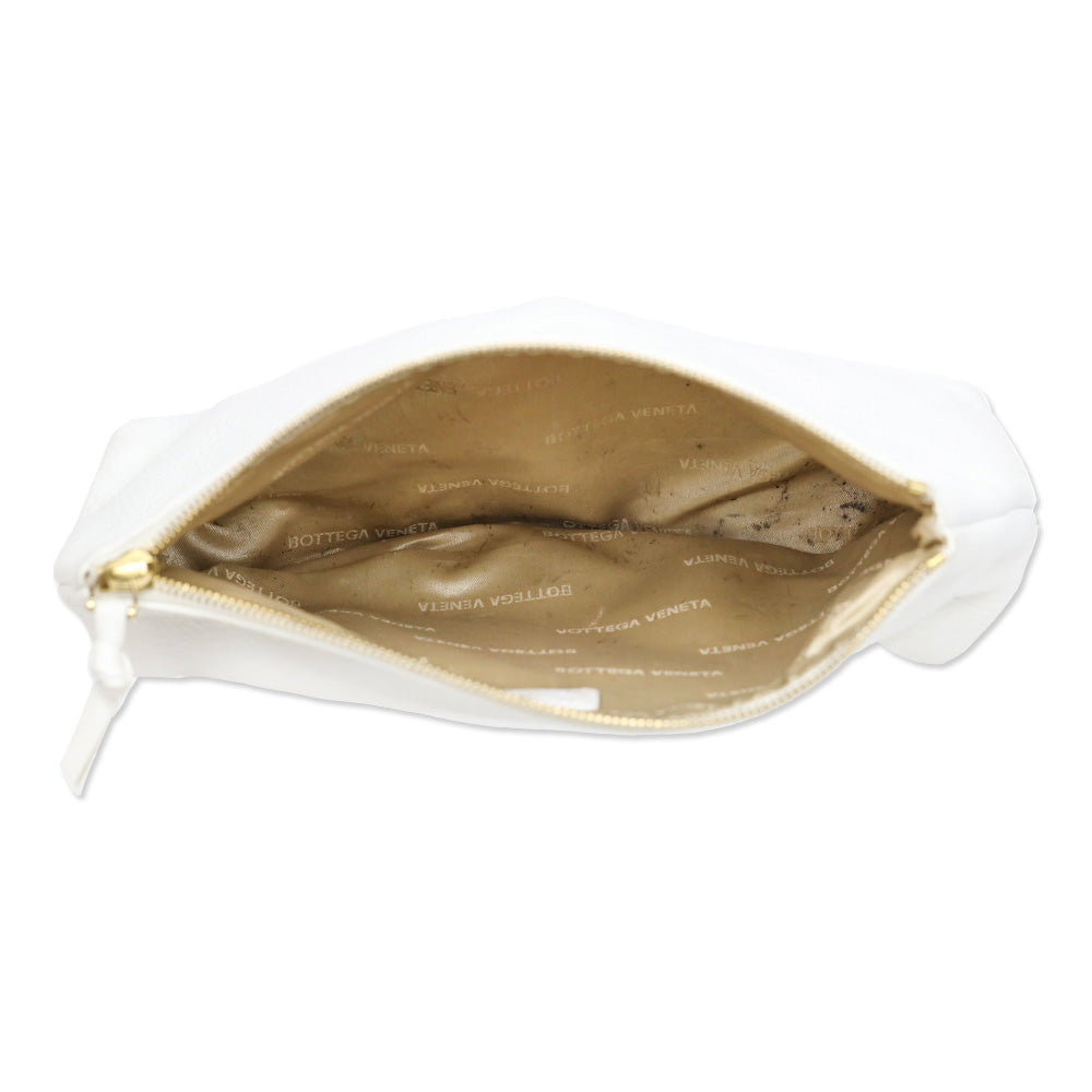 Bottega Veneta White Leather Zip Pouch