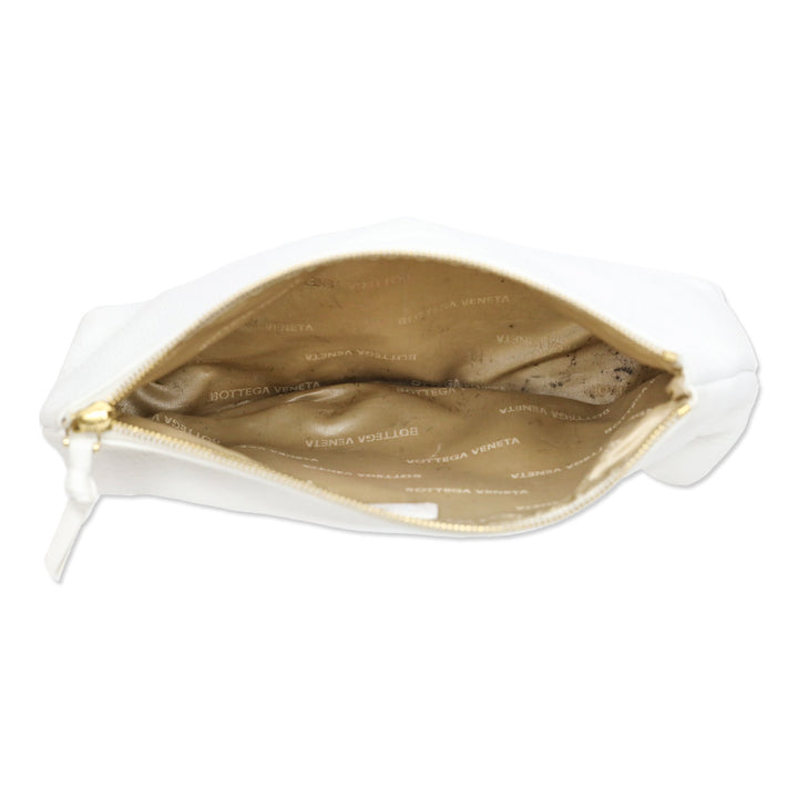 Bottega Veneta White Leather Zip Pouch