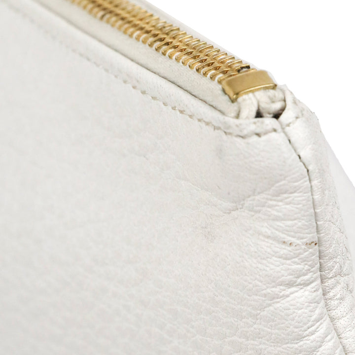 Bottega Veneta White Leather Zip Pouch