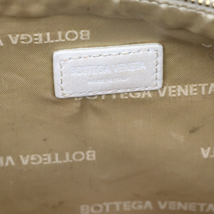 Bottega Veneta White Leather Zip Pouch