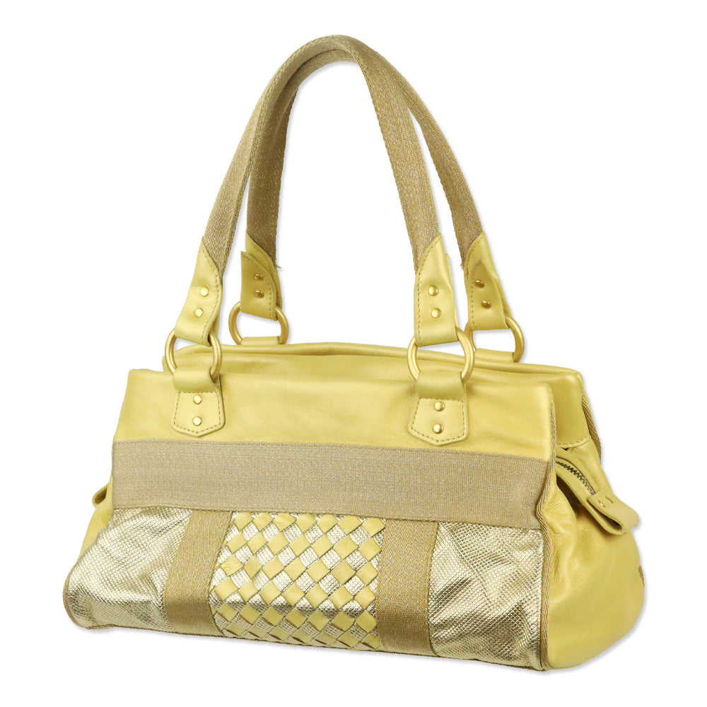 Bottega Veneta Yellow/Gold Intrecciato Leather Satchel