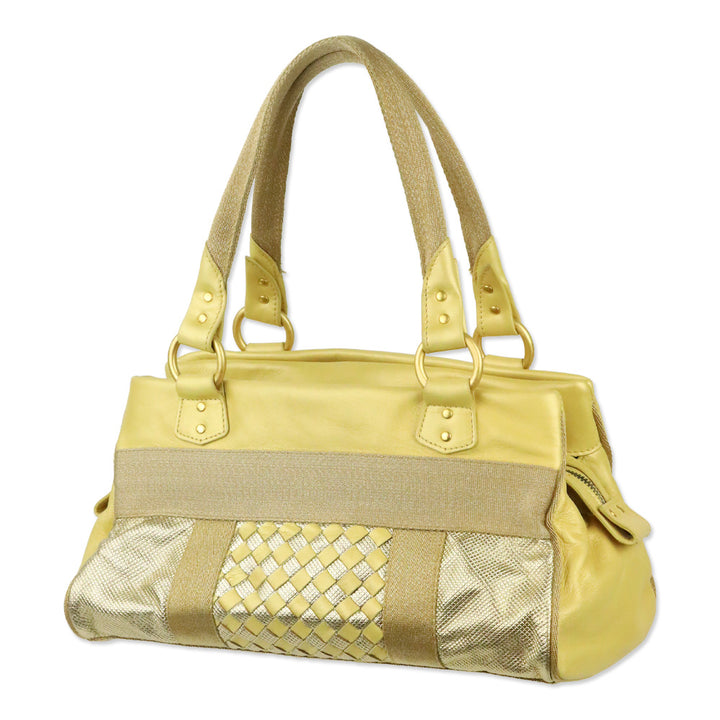 Bottega Veneta Yellow/Gold Intrecciato Leather Satchel
