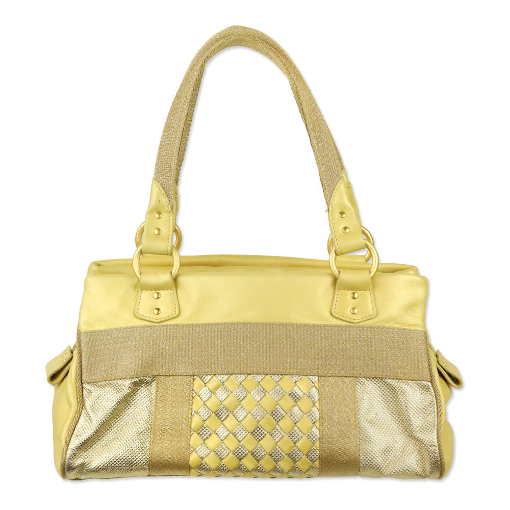 Bottega Veneta Yellow/Gold Intrecciato Leather Satchel