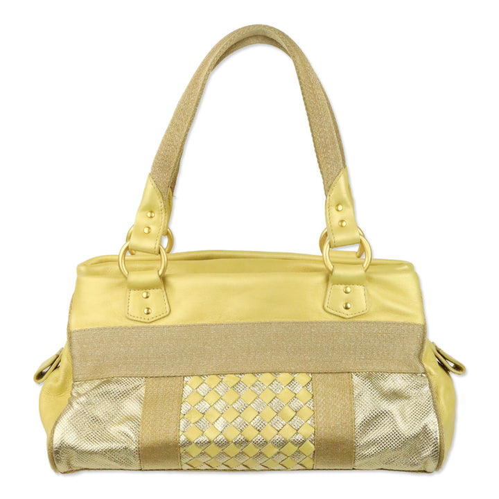 Bottega Veneta Yellow/Gold Intrecciato Leather Satchel