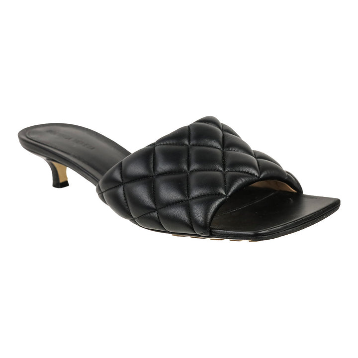 Bottega Veneta Black Leather Padded Mule Sandals