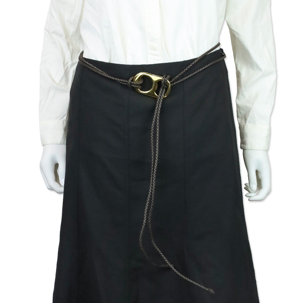 Bottega Veneta Brown Intrecciato Leather Gold Can Opener Buckle Belt