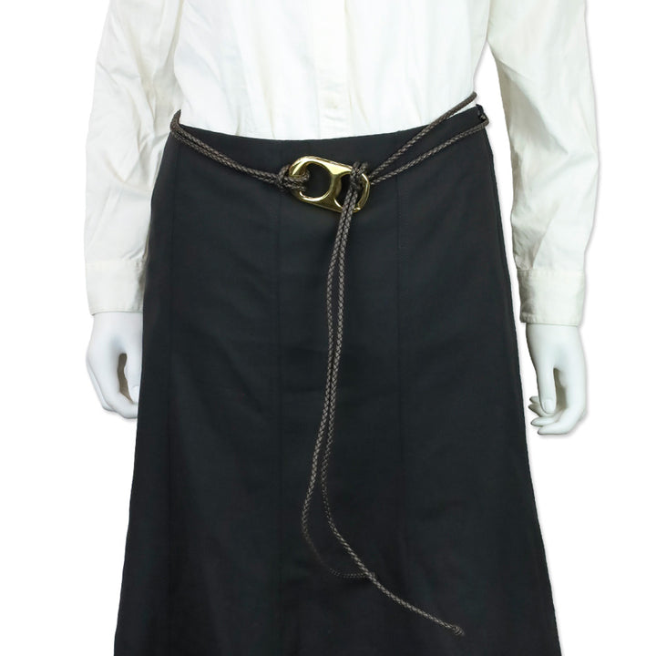 Bottega Veneta Brown Intrecciato Leather Gold Can Opener Buckle Belt