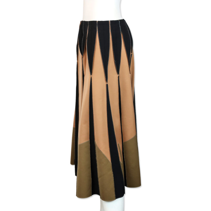 Bottega Veneta Cruise 2016 Black/Brown Pleated Midi Skirt