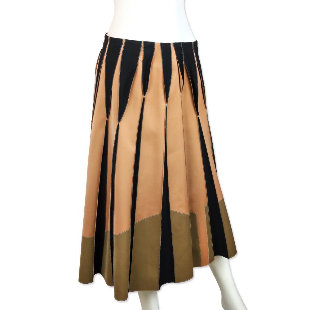Bottega Veneta Cruise 2016 Black/Brown Pleated Midi Skirt