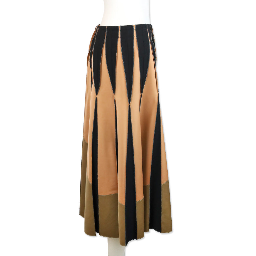 Bottega Veneta Cruise 2016 Black/Brown Pleated Midi Skirt
