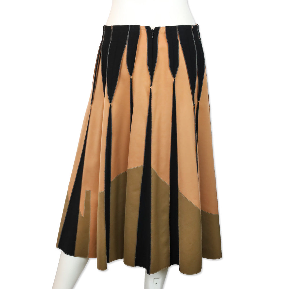 Bottega Veneta Cruise 2016 Black/Brown Pleated Midi Skirt