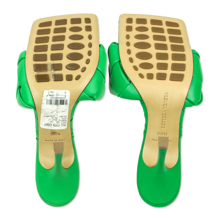 Bottega Veneta Green The Lido Maxi Intrecciato Leather Sandals