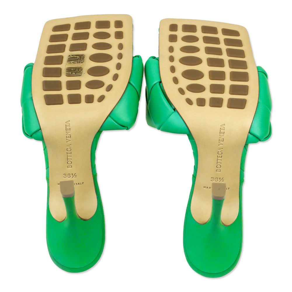 Bottega Veneta Green The Lido Maxi Intrecciato Leather Sandals