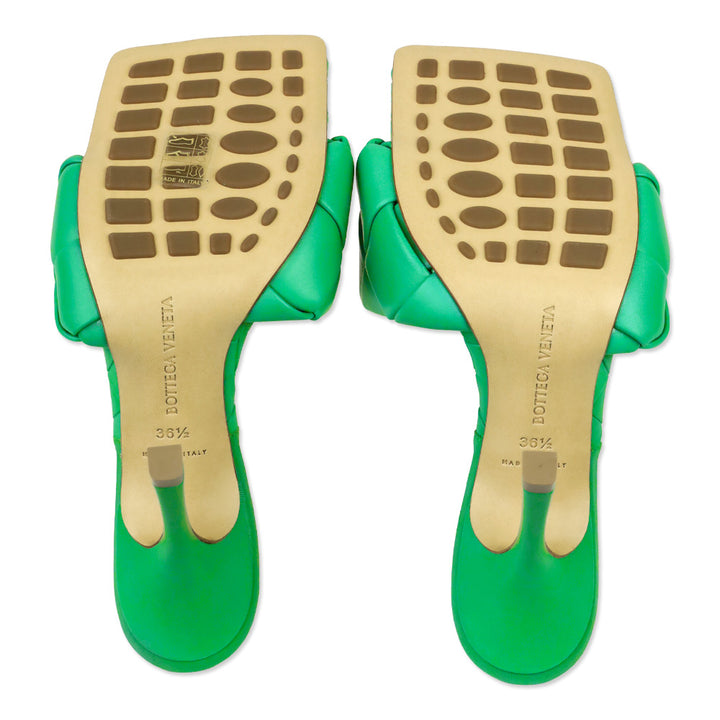 Bottega Veneta Green The Lido Maxi Intrecciato Leather Sandals