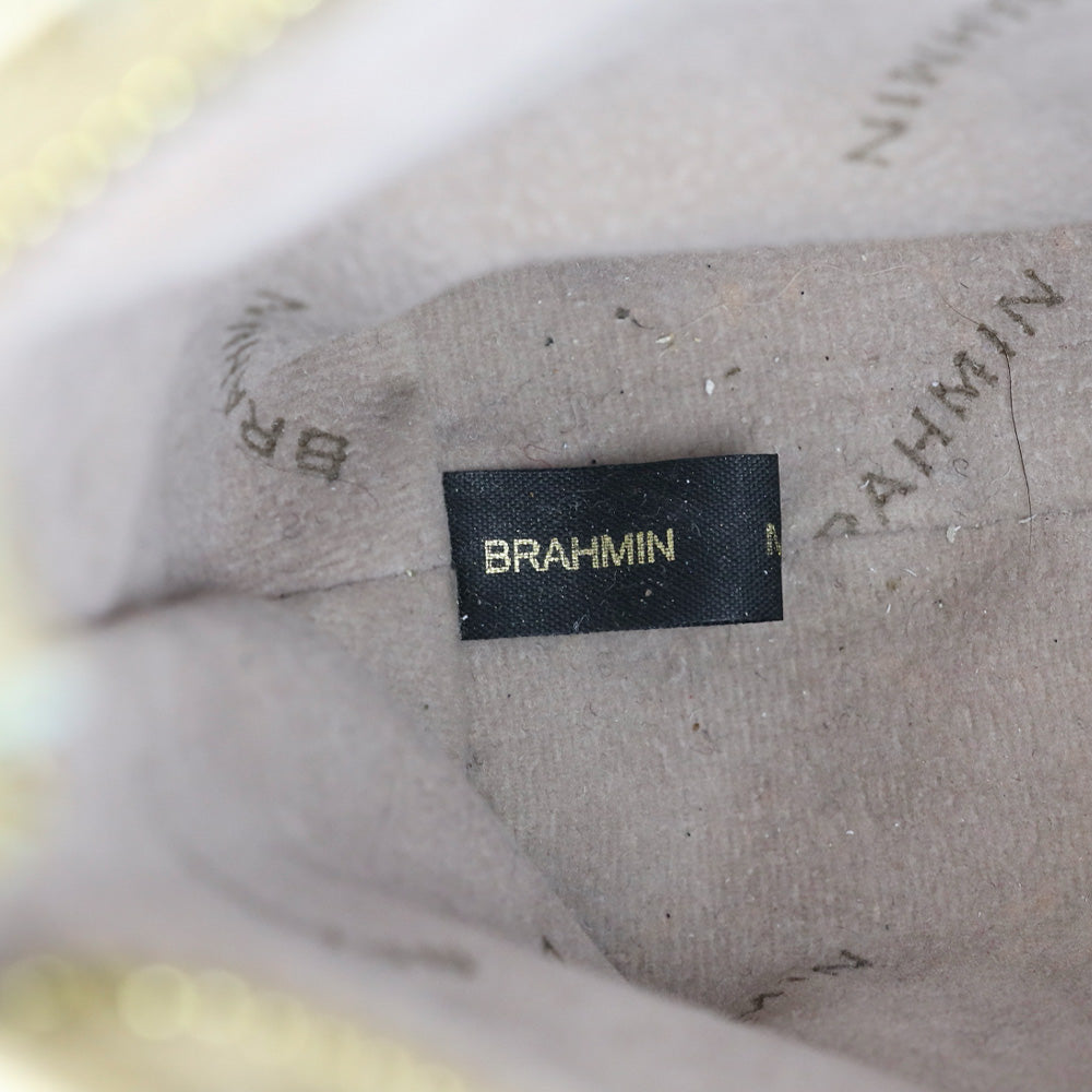Brahmin Ivory Gold Croc Embossed Leather Shoulder Bag
