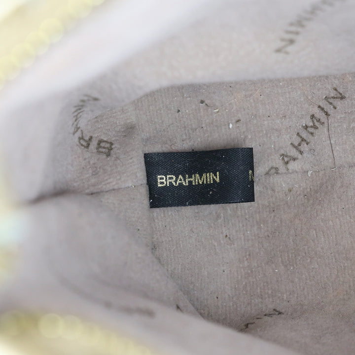 Brahmin Ivory Gold Croc Embossed Leather Shoulder Bag