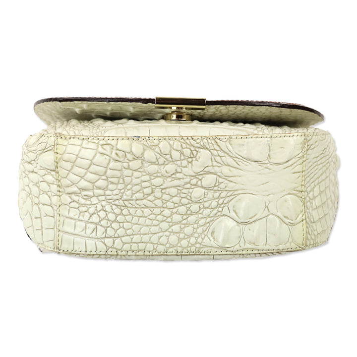 Brahmin White Multi Croc Leather Flap Crossbody Bag