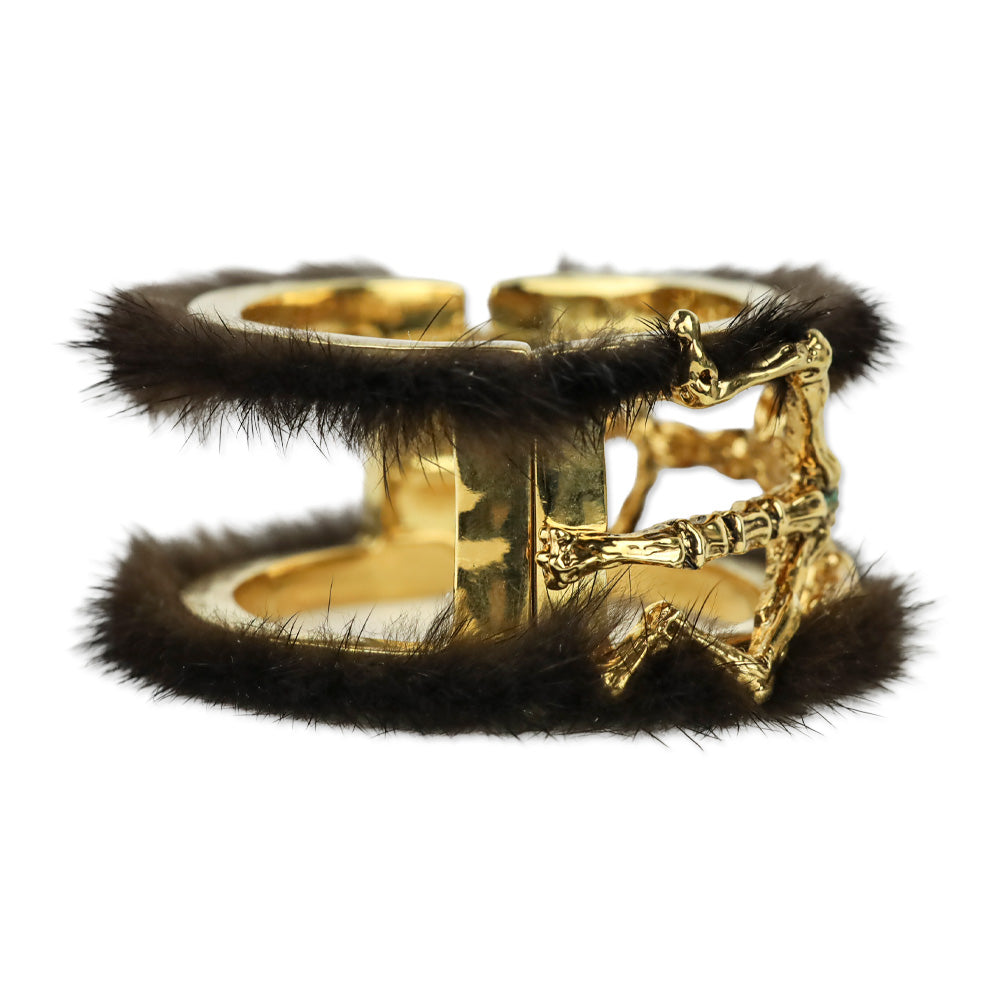Brandon Sun for Blackglama Gold Insect Mink Cuff Bracelet