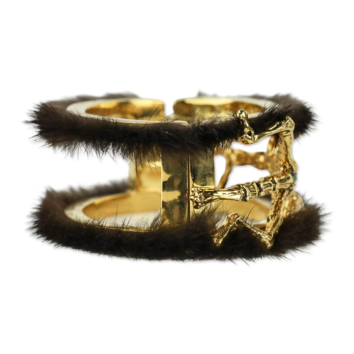 Brandon Sun for Blackglama Gold Insect Mink Cuff Bracelet