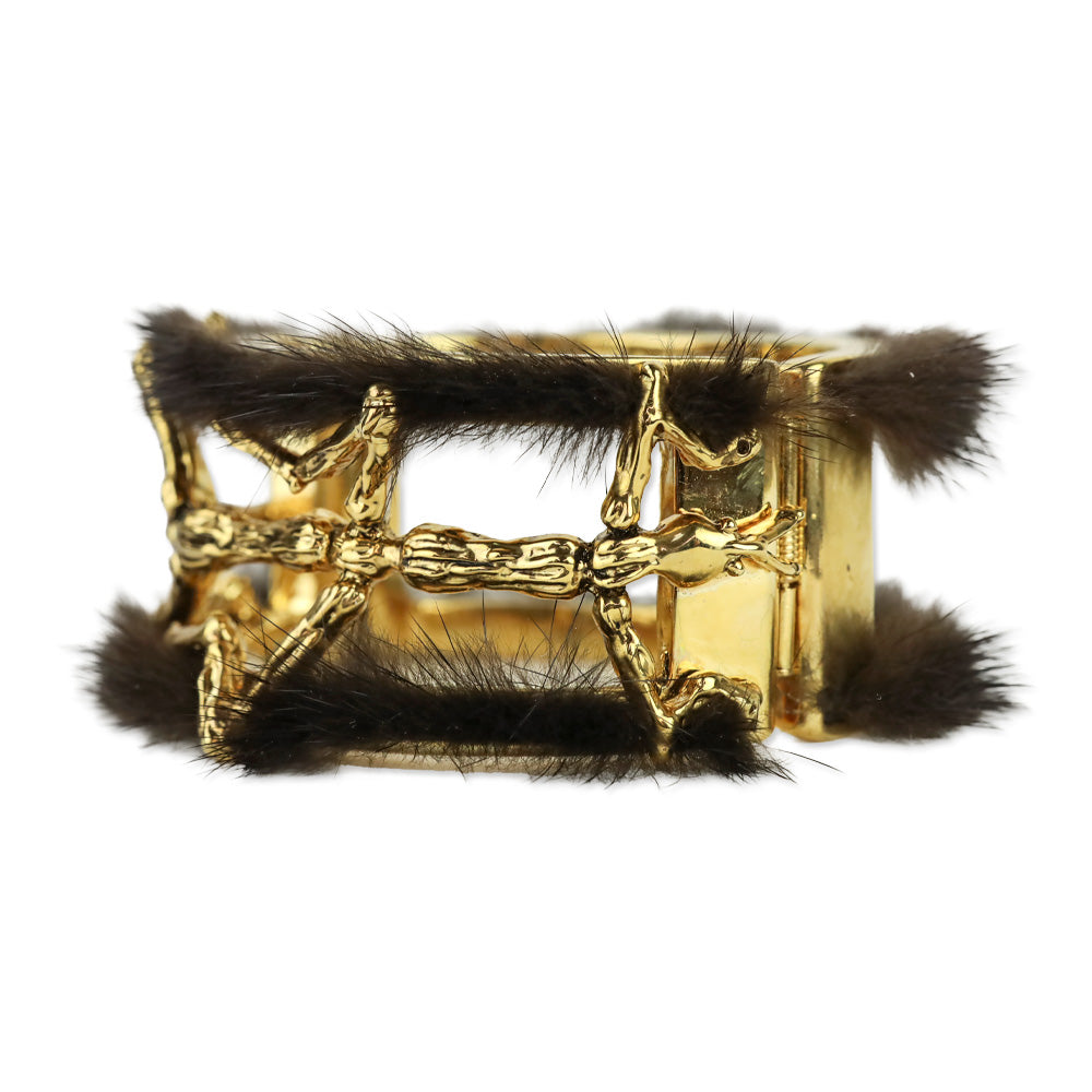 Brandon Sun for Blackglama Gold Insect Mink Cuff Bracelet