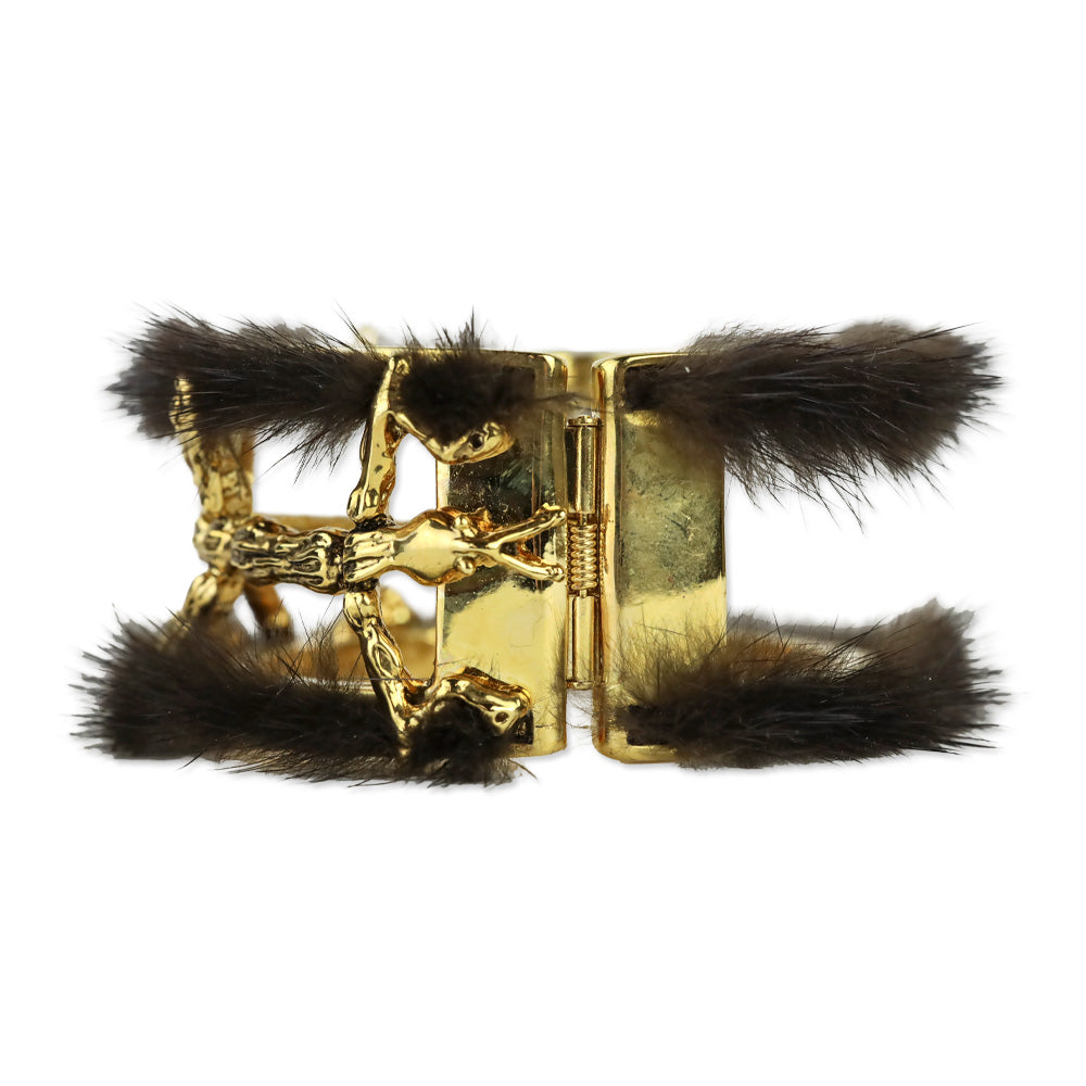 Brandon Sun for Blackglama Gold Insect Mink Cuff Bracelet