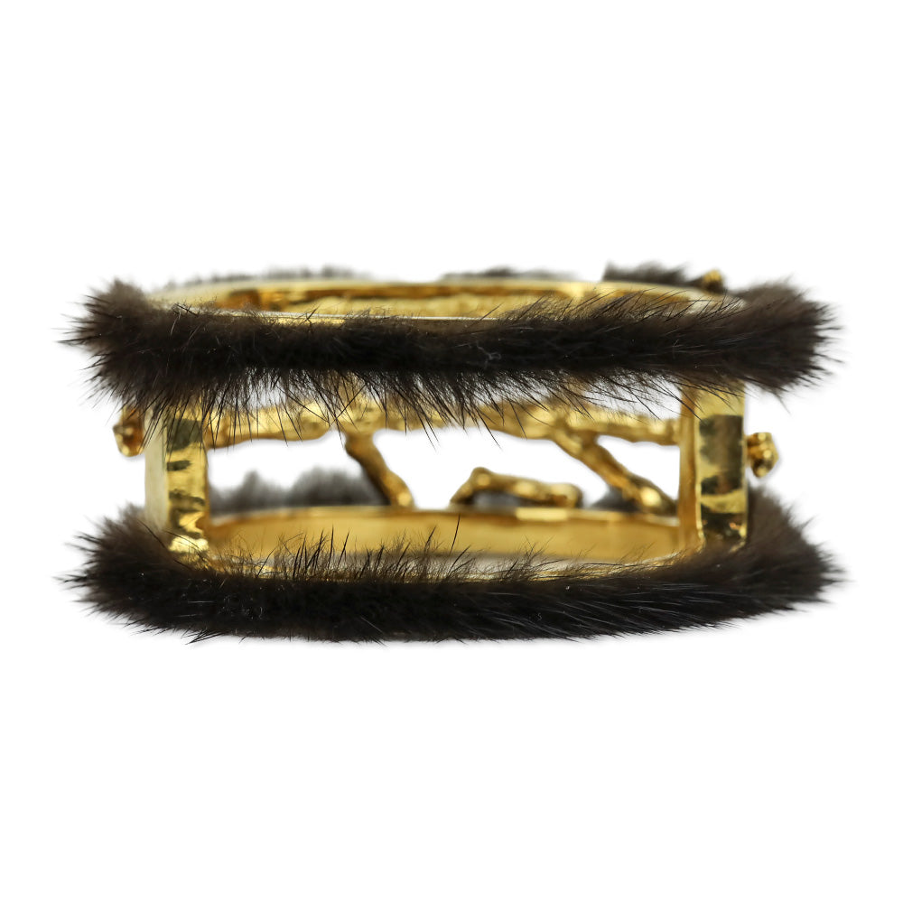 Brandon Sun for Blackglama Gold Insect Mink Cuff Bracelet