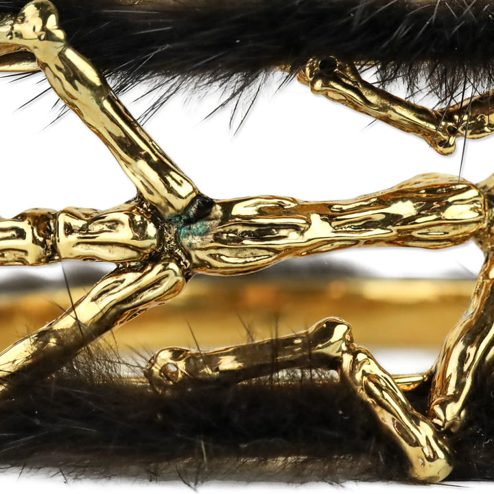 Brandon Sun for Blackglama Gold Insect Mink Cuff Bracelet
