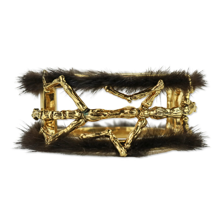 Brandon Sun for Blackglama Gold Insect Mink Cuff Bracelet
