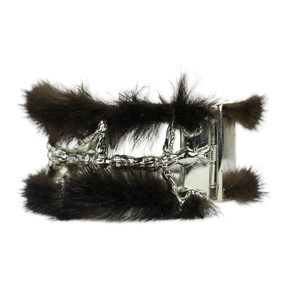 Brandon Sun for Blackglama Silver Insect Mink Cuff Bracelet