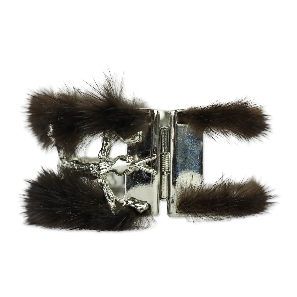Brandon Sun for Blackglama Silver Insect Mink Cuff Bracelet
