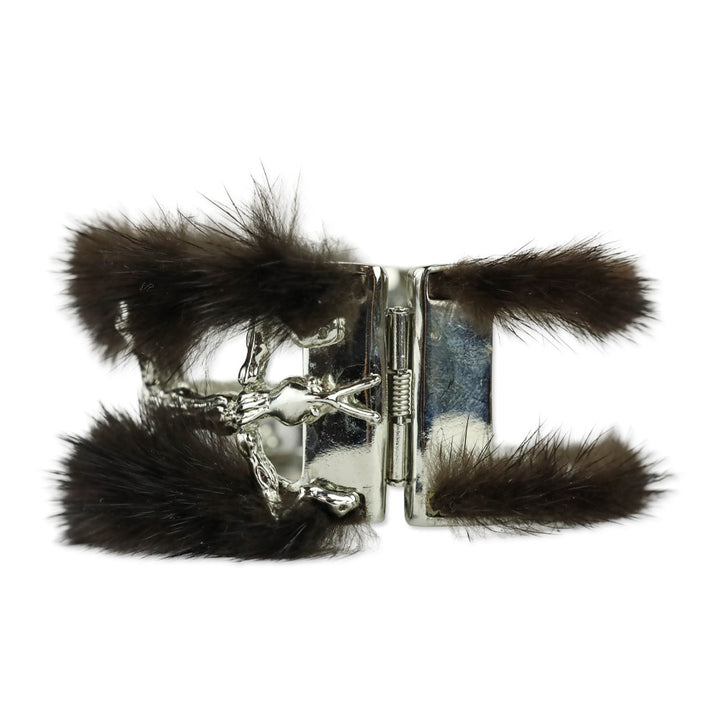 Brandon Sun for Blackglama Silver Insect Mink Cuff Bracelet