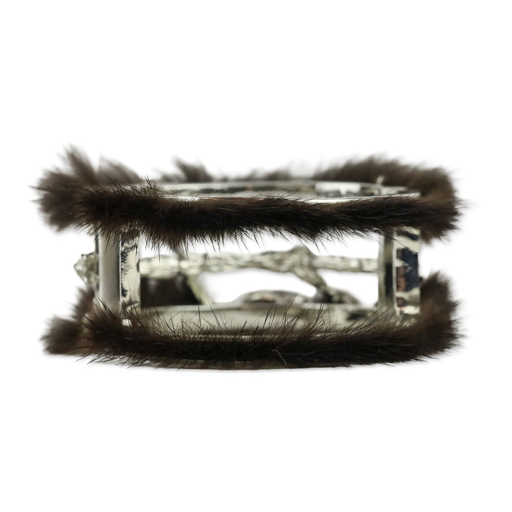 Brandon Sun for Blackglama Silver Insect Mink Cuff Bracelet