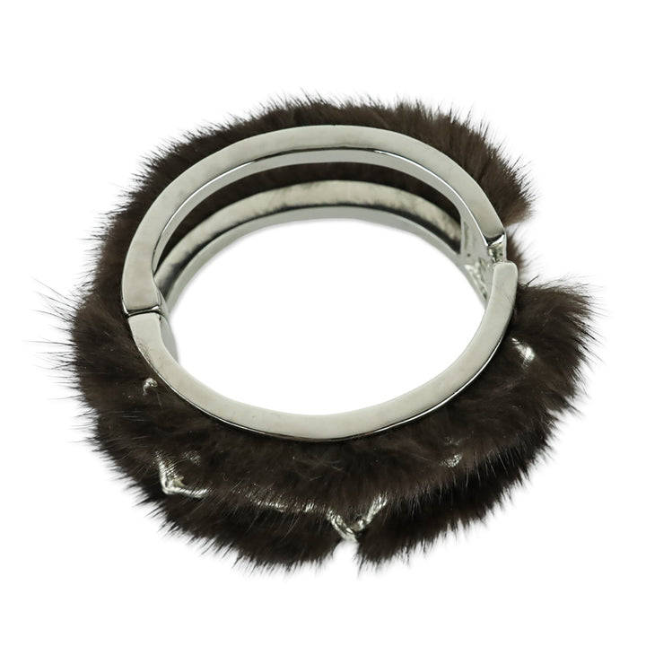 Brandon Sun for Blackglama Silver Insect Mink Cuff Bracelet