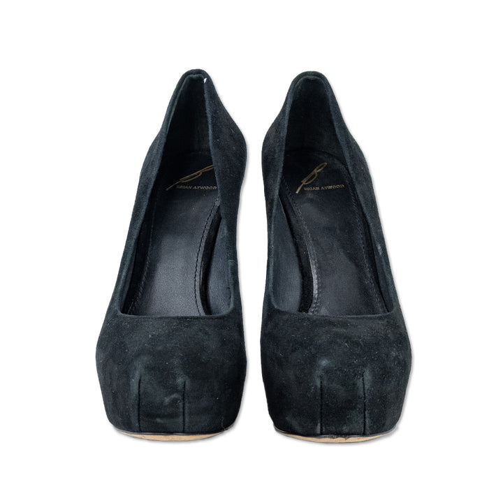 Brian Atwood Black Suede Platform Pumps