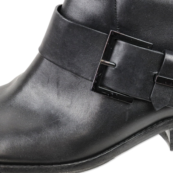 Brian Atwood Dita Black Leather Crystal Knee-High Riding Boots