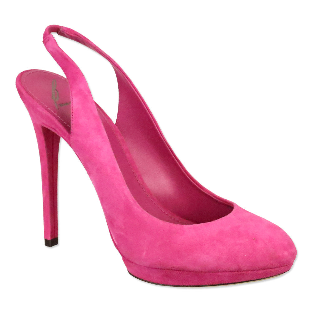 Brian Atwood Felicite Pink Suede Slingback Pumps